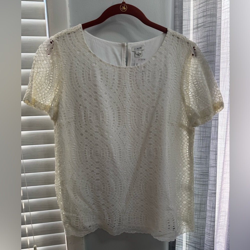 NWT J.Crew white lace short sleeve top